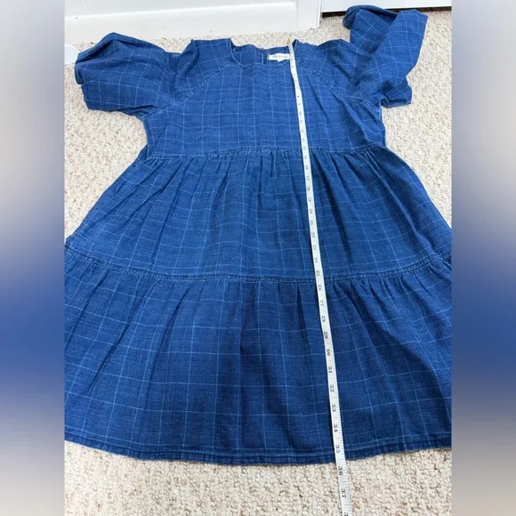 Windowpane Denim Mini Dress in Lunar Wash size Large - Picture 6 of 9